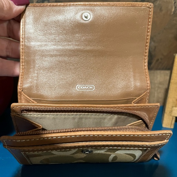 Coach Wallet Brown Signature C Small Compact Y2K - Picture 5 of 9